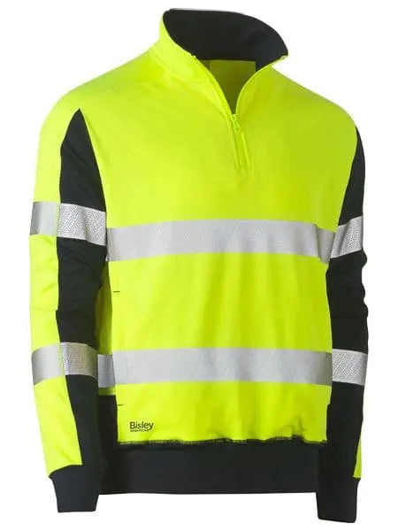Bisley Taped Two Tone Hi Vis Contrast Stretchy 1/4 Zip Pullover BK6817T - City Workwear